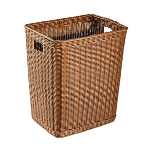 Rattan Style Plastic Storage Basket, white-background front or three-quarter view