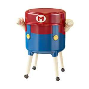 Decorative Mobile Waste Bin, white-background front or three-quarter view
