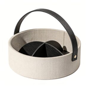 Round Divided Storage Basket in Black, white-background front or three-quarter view
