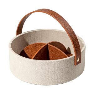 Round Divided Storage Basket in Orange, white-background front or three-quarter view