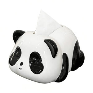 Panda Ceramic Tissue Box, white-background front or three-quarter view
