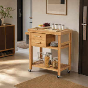 Mobile Bamboo Kitchen Trolley, lifestyle setting 2