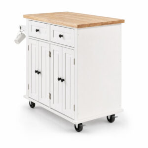 Rubberwood Storage Trolley, white-background rear or detail view