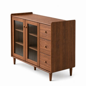Scandi Oak Wood Storage Cabinet, white-background rear or detail view