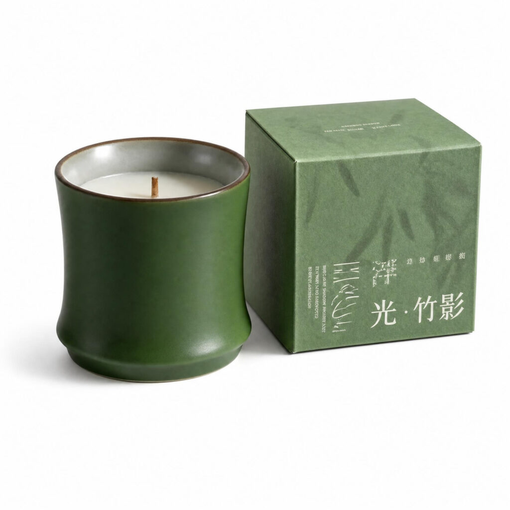 Bamboo Shadow - Zen Aesthetic Soybean Scented Candle, white-background front or three-quarter view