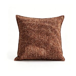 Textured Weave Decorative Cushion in Dark Brown, white-background front or three-quarter view