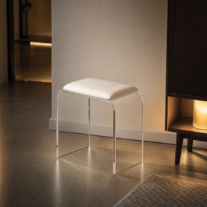 Clear Resin-Look Display Stool in White, alternative campaign view