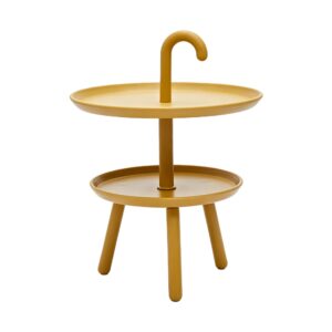 Double Tray Side Table with Handle in Gold, white-background front or three-quarter view