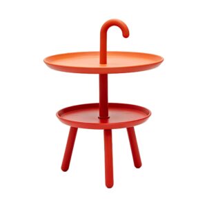 Double Tray Side Table with Handle in Orange, white-background front or three-quarter view