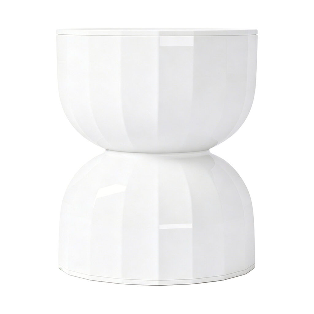 Fluted Hourglass Accent Stool & Side Table, white-background front or three-quarter view