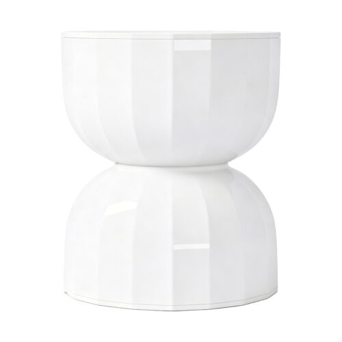 Fluted Hourglass Accent Stool & Side Table, white-background front or three-quarter view
