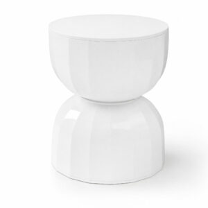 Fluted Hourglass Accent Stool & Side Table, white-background rear or detail view