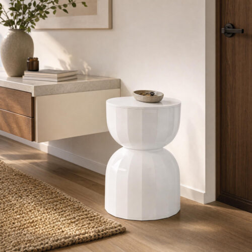 Fluted Hourglass Accent Stool & Side Table, lifestyle setting 2