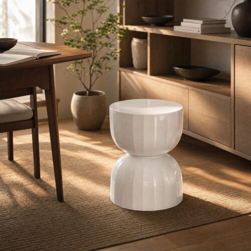 Fluted Hourglass Accent Stool & Side Table, lifestyle setting 3