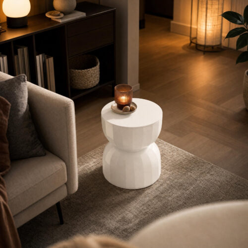 Fluted Hourglass Accent Stool & Side Table, lifestyle setting 4