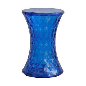 Sapphire Hourglass Acrylic Stool, white-background front or three-quarter view