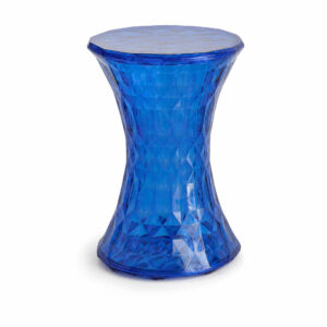 Sapphire Hourglass Acrylic Stool, white-background rear or detail view