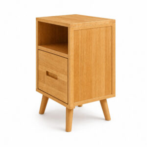 Wood Side Table, white-background rear or detail view