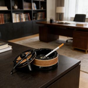 French Style Ceramic Ashtray, styled campaign view