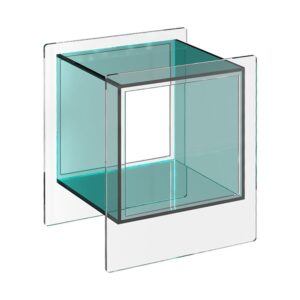 Acrylic Cube Side Table in Green, white-background front or three-quarter view