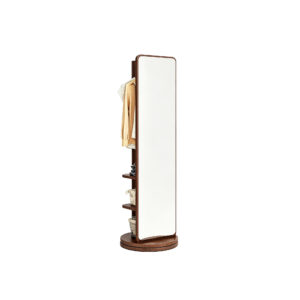 Rotating Natural Wood Full-Length Mirror, white-background front or three-quarter view