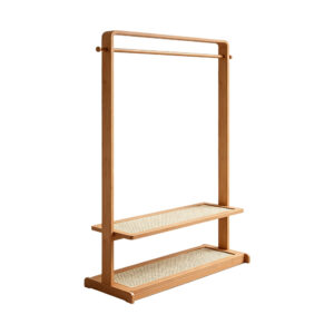 Multifunctional Natural Bamboo Garment Rack, white-background front or three-quarter view