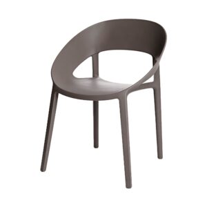 Mia PP Curved Arm Dining Chair in Grey, white-background front or three-quarter view