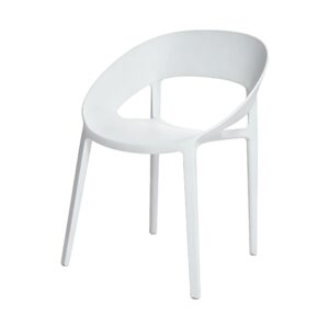 Mia PP Curved Arm Dining Chair in White, white-background rear or detail view