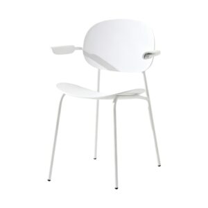 Wrap-Arm Dining Side Chair in White, white-background front or three-quarter view