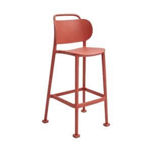 Raider Minimal PP Bar Stool in Red, white-background front or three-quarter view