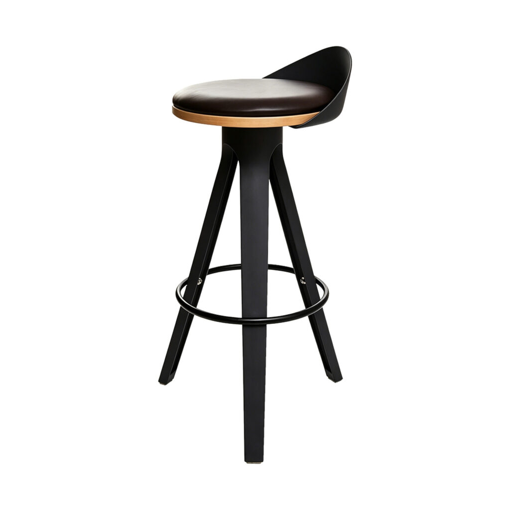 Trio Beech & PP Swivel Bar Stool, white-background front or three-quarter view