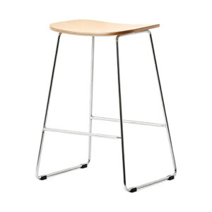 Minimalist Saddle Bar Stool, white-background front or three-quarter view