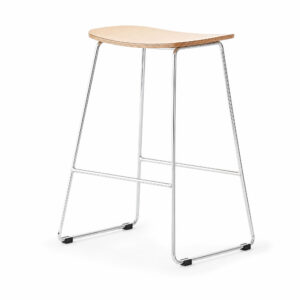 Minimalist Saddle Bar Stool, white-background rear or detail view