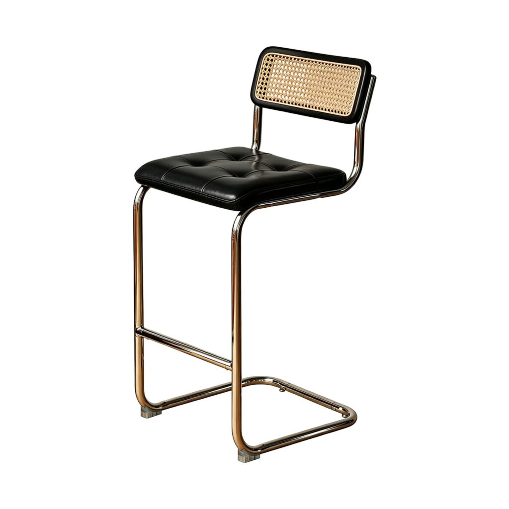 Rattan Bar Stool in Black, white-background front or three-quarter view