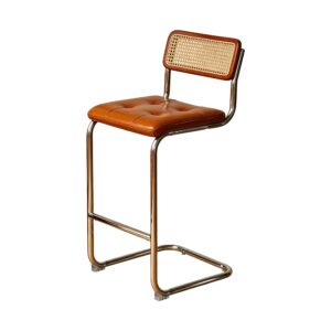 Rattan Bar Stool in Brown, white-background front or three-quarter view