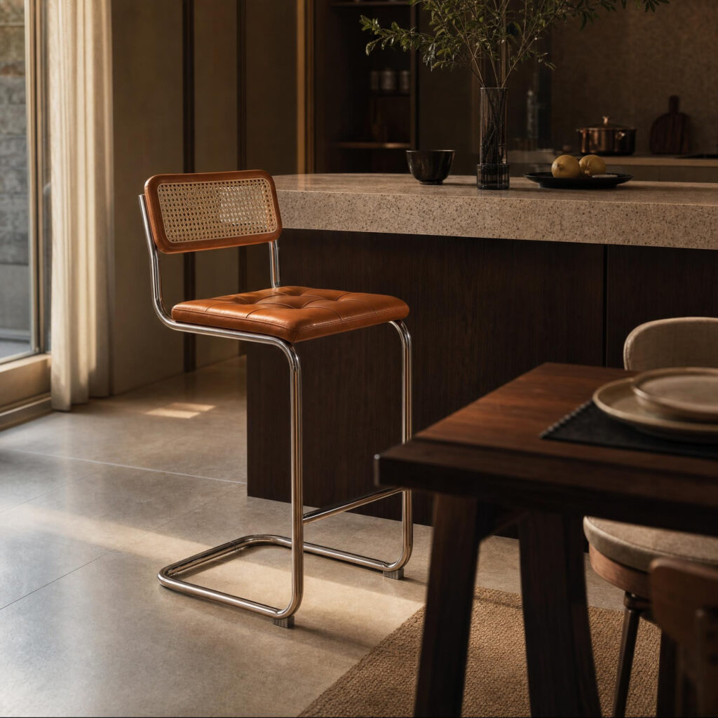 Rattan Bar Stool in Brown, lifestyle setting 3