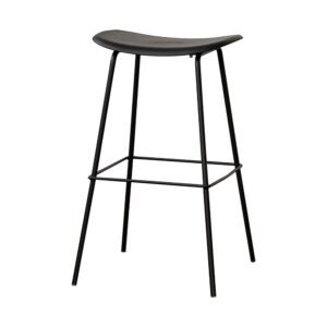 White Curved High Bar Stool in Black, white-background front or three-quarter view