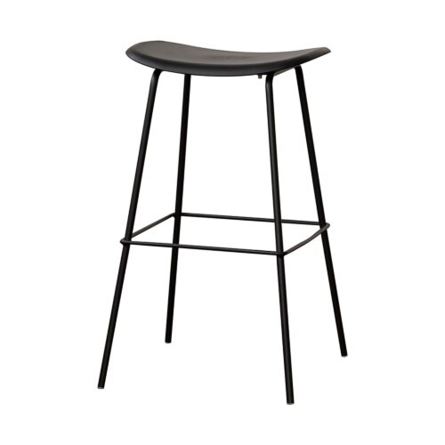 White Curved High Bar Stool in Black, white-background front or three-quarter view