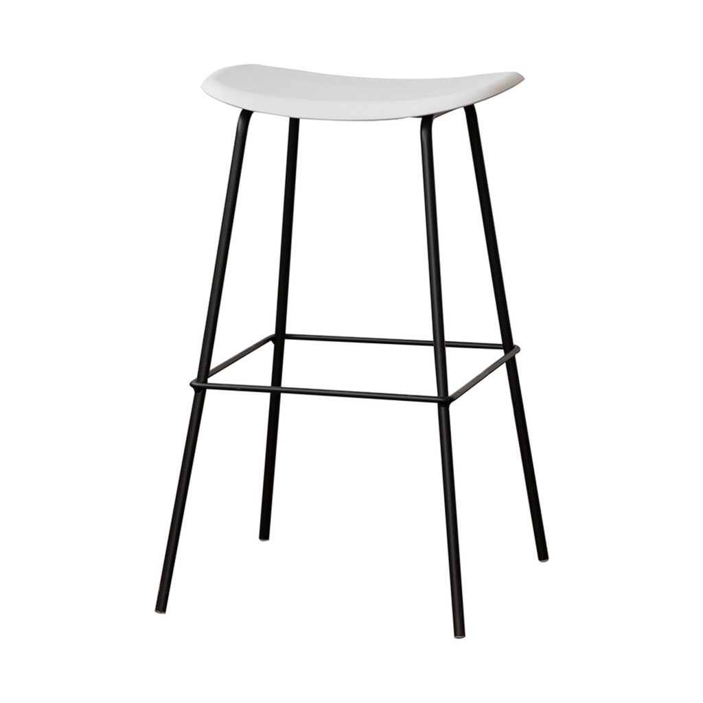 White Curved High Bar Stool in White, white-background front or three-quarter view