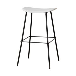White Curved High Bar Stool in White, white-background front or three-quarter view
