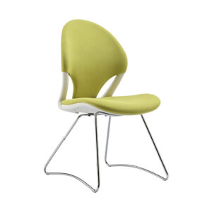 Lime Green Polyester Fabric Sled Base Chair, white-background front or three-quarter view