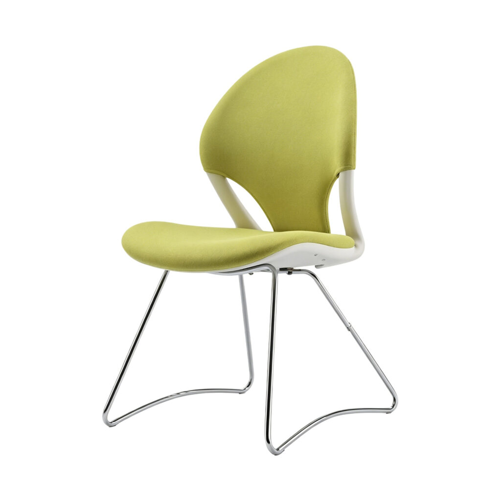 Lime Green Polyester Fabric Sled Base Chair, white-background front or three-quarter view