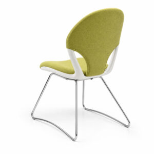 Lime Green Polyester Fabric Sled Base Chair, white-background rear or detail view