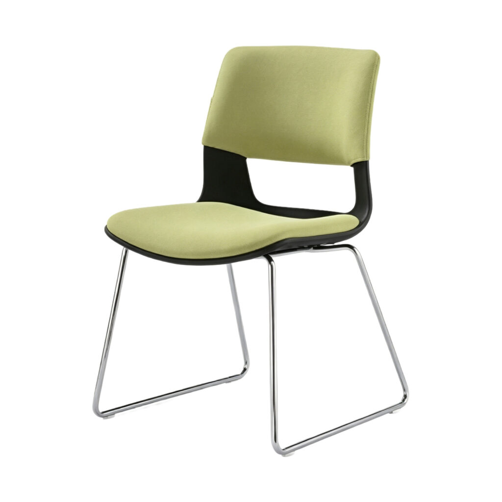 Fresh Green Polyester Cantilever Chair, white-background front or three-quarter view