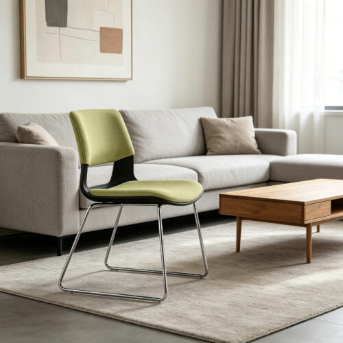 Fresh Green Polyester Cantilever Chair, lifestyle setting 1