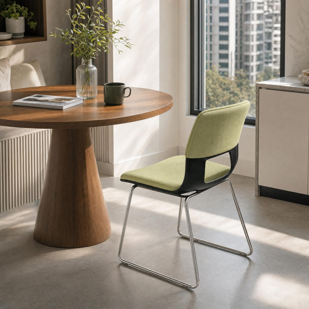 Fresh Green Polyester Cantilever Chair, lifestyle setting 2
