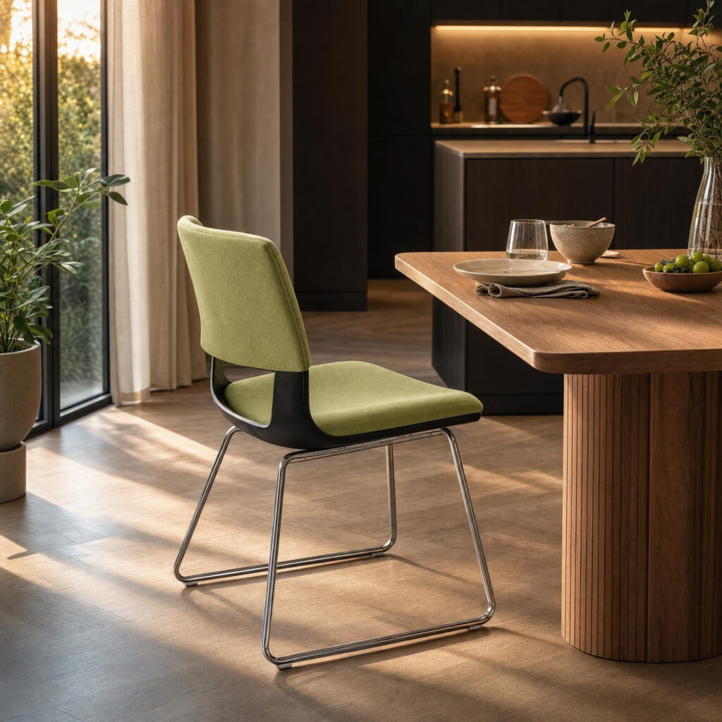 Fresh Green Polyester Cantilever Chair, lifestyle setting 3