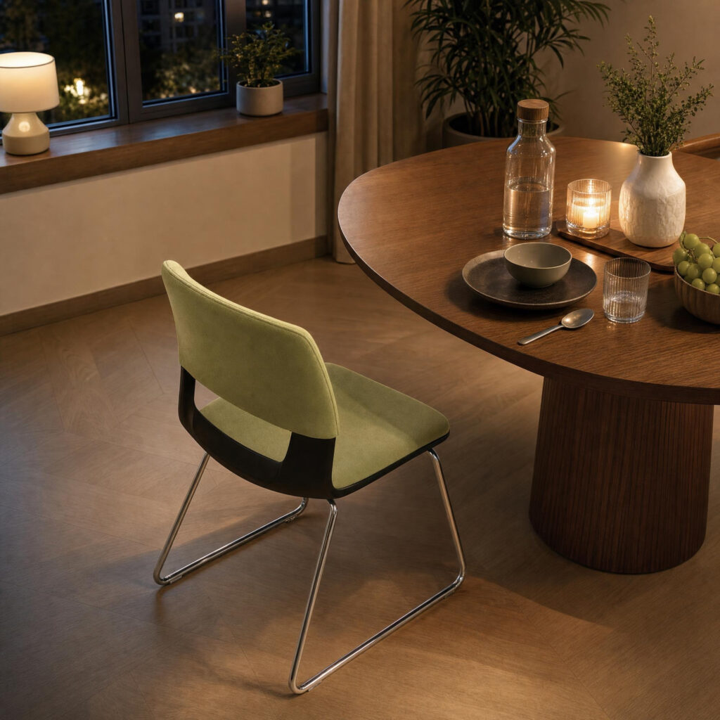 Fresh Green Polyester Cantilever Chair, lifestyle setting 4
