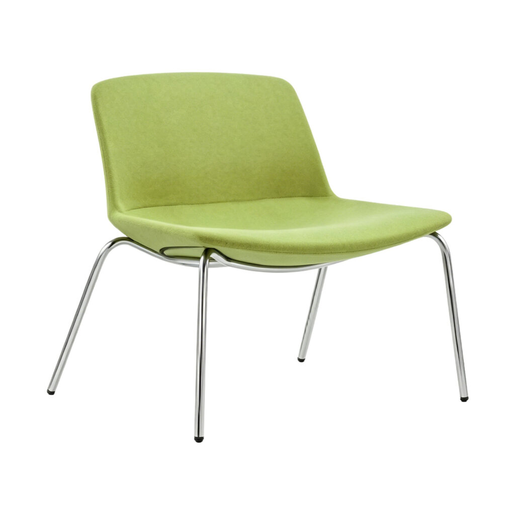 Lime Green Polyester Cantilever Chair, white-background front or three-quarter view