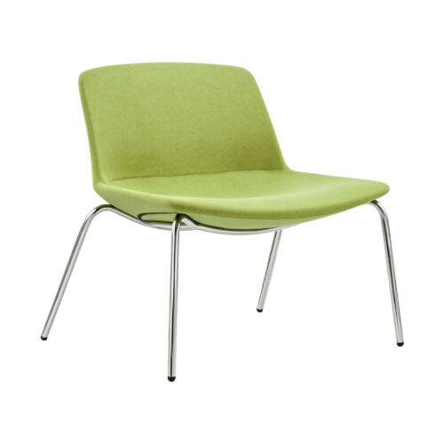Lime Green Polyester Cantilever Chair, white-background front or three-quarter view
